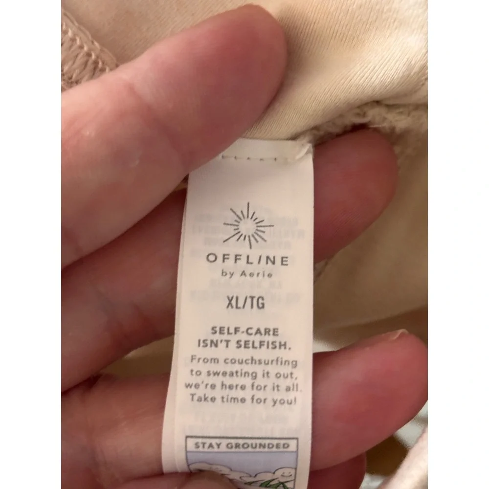 OFFLINE by Aerie Hugger Trouser XL Beige Wide Leg Yoga Athleisure Minimalist
